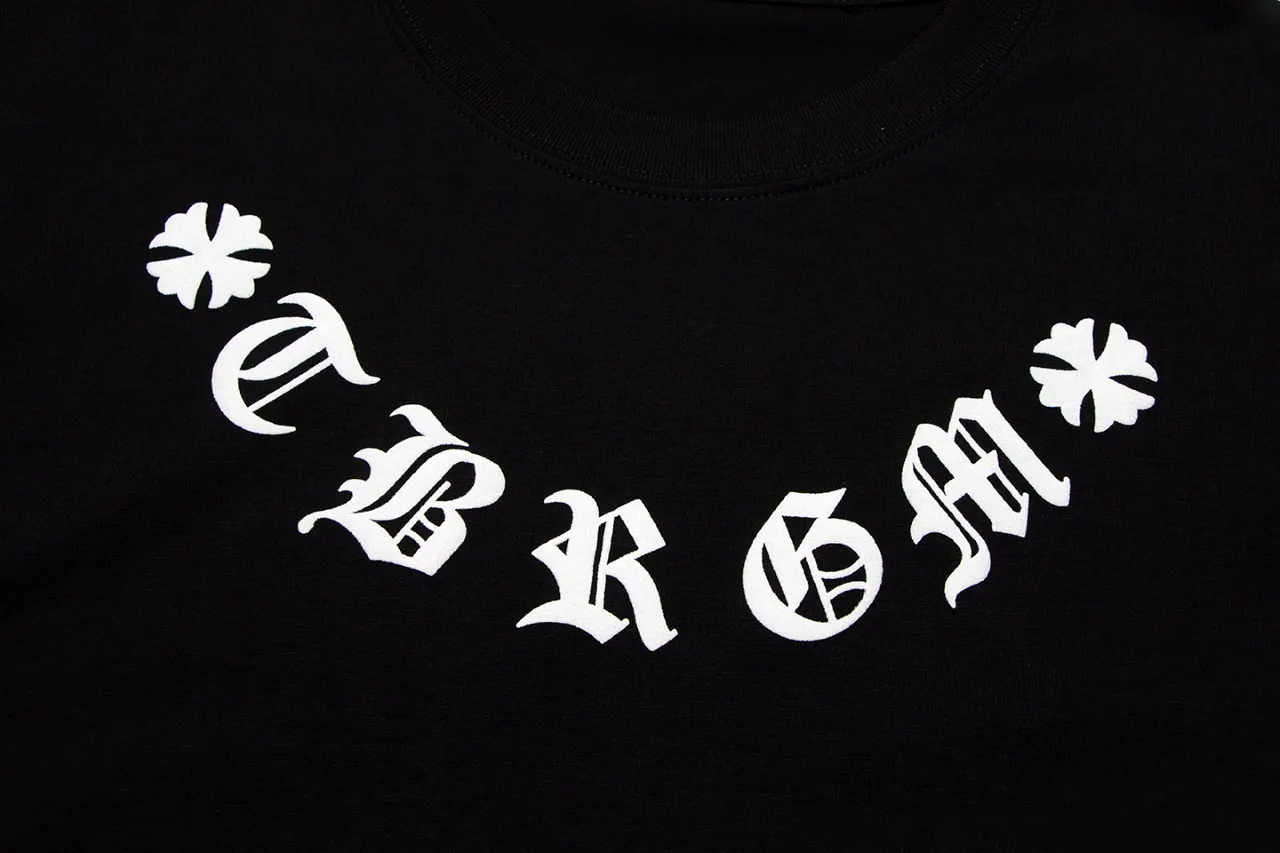 P150 Chrome Hearts Chrome Hearts Sanskrit Letter Foam Printed Short Sleeves Size: SMLXL Color: Black White Gray
